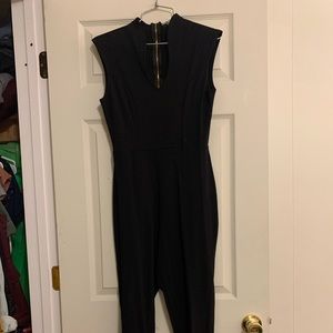 Black full pant sleeveless romper